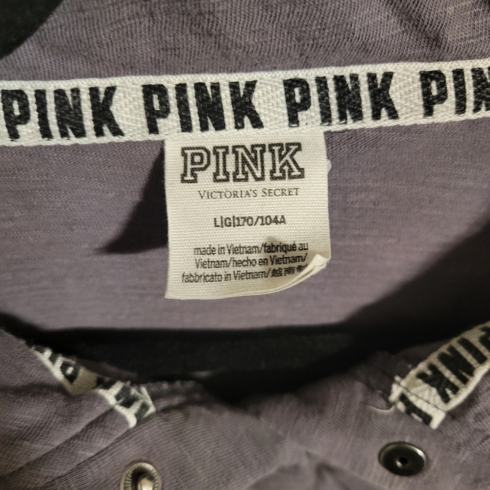 Women’s Pink Crop Top Grey Sweater, Size Large - Picture 2 of 5